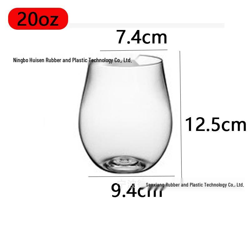 PET Plastic Egg-Shaped Footless Wine Glass, 12oz-16oz, Transparent
