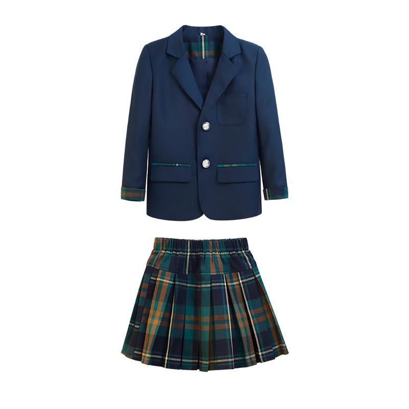 British Style Formal Plaid School Uniform Set for Girls