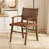 Nordic Wooden Rattan Lightweight Luxury Balcony Chair Rope-Woven Lazy Recliner Stylish Saddle Backrest Seat
