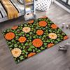 Floral Carpet with Orange and White Flowers On Black Background Suitable for Use As an Anti-slip for Living Room Bedroom Sofas