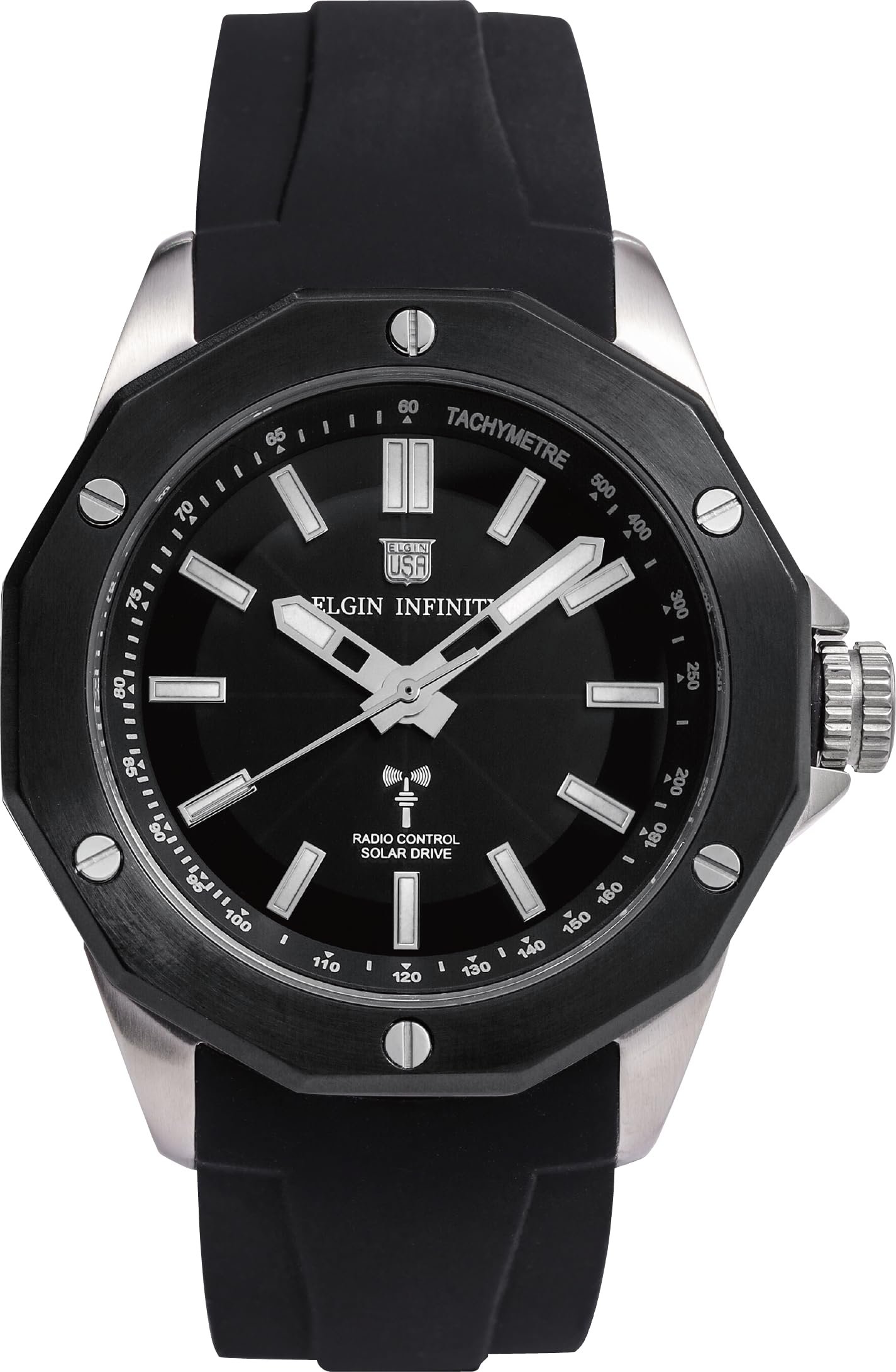 ELGIN Солнечные часы Черный каучук [Распродажа] Радиоуправляемые FK1432R-BP