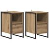 Nightstand Set of 2 Industrial Style Crafted Oak Finish 39.5 X 30 X 50 Cm