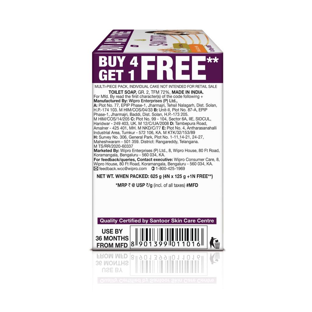 Santoor Skin Softening Sandal & Almond Milk Bathing Soap with Nourishing & Anti-Aging Properties| For Smooth & Soft and Younger-Looking Skin| For