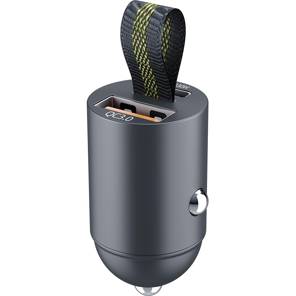 

Mini USB Car Charger Super Fast Charging Type-C PD 30W Quick Charge Car Phone Charger Adapter for iPhone 15 16 Huawei Samsung чёрный