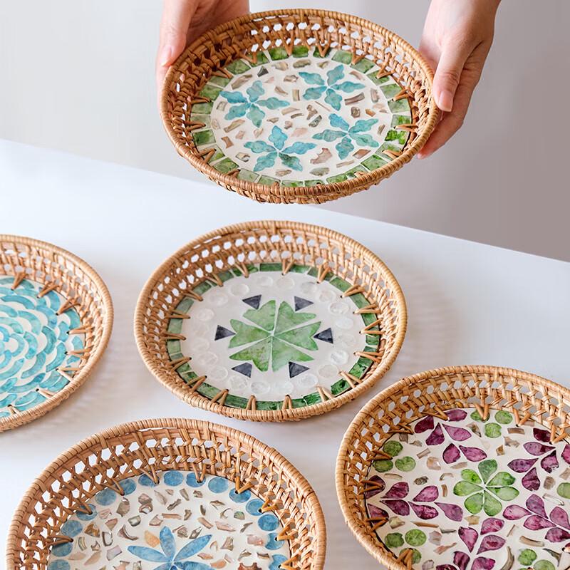 Handmade Rattan Woven Shell Tray