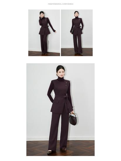 High-Quality Western Style Slim Fit Long Vest & Micro Flare Pants Two-Piece Set