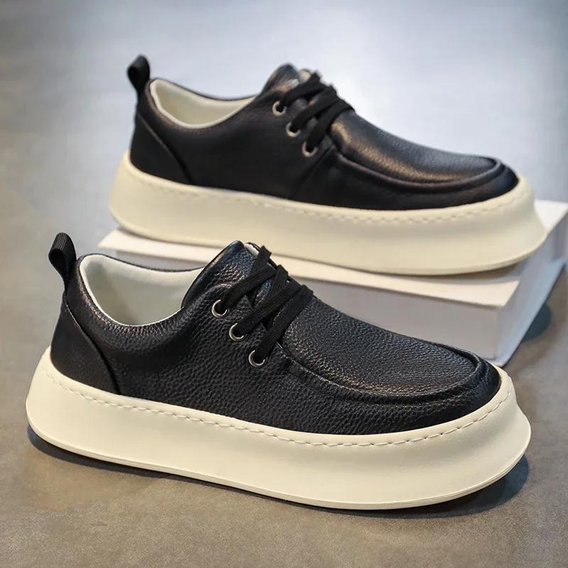

Высококачественная мужская повседневная обувь, обувь для вождения, модные толстые подошвы, маленькие белые туфли, многофункциональные кроссовки, удобные кроссовки 44 чёрный