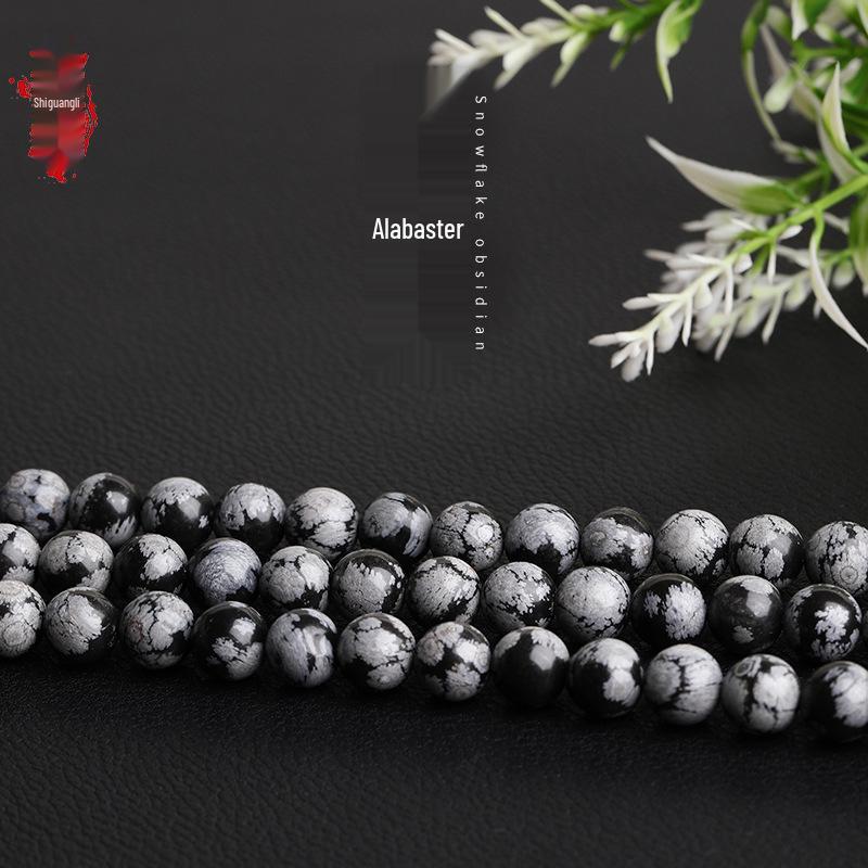 Natural Snowflake Stone Round Beads for DIY Jewelry and Bracelets