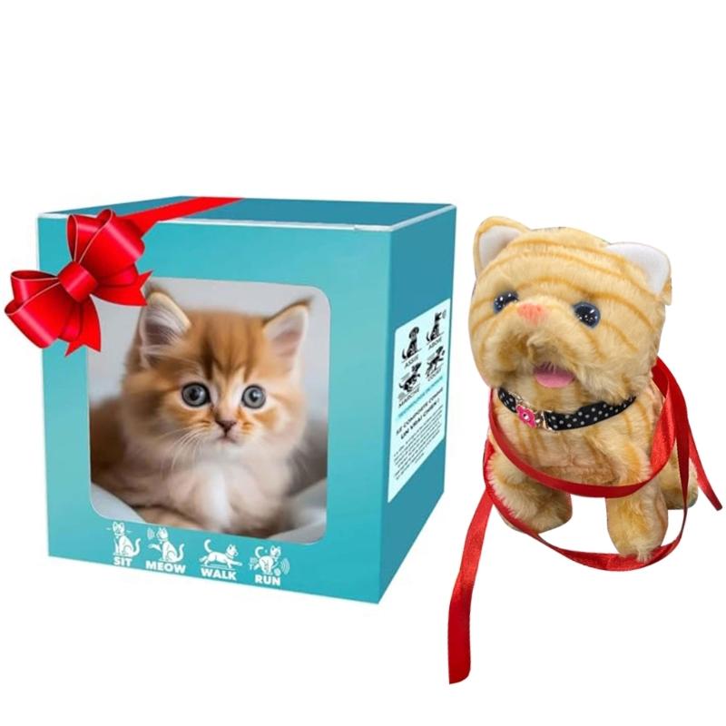 Inteligentny Kot Towarzysz Pluszowa Zabawka Z Szczekającym Machającym Ogonem Konstrukcja Smyczy Trakcyjnej dla Malucha Uczącego się Raczkować