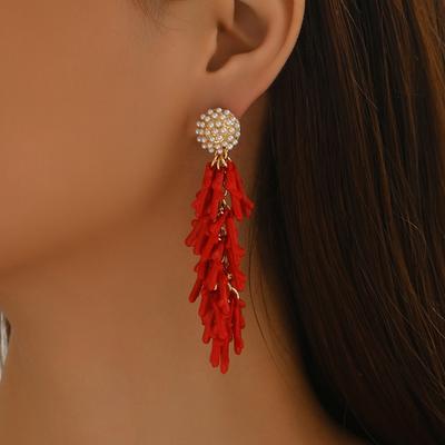 Accessories, Niche Beach Style, Coral Design, Pearl Earrings, Versatile Personality Earrings, Women's Fashion