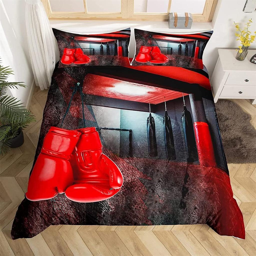 Boxen Königin Bettbezug Gamer Wettbewerbs Sport Bettwäsche Set Galaxie Hell Bunt Steppdeckenbezug Polyester Bettdeckenbezug