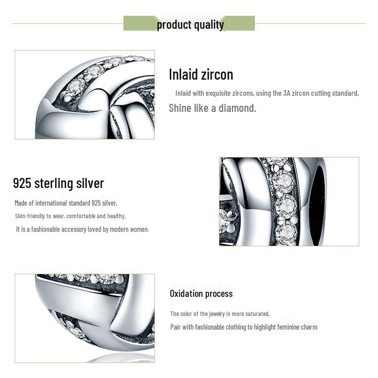 Srebro próby S925 Plecione Koraliki Krzyżykowe z Akcesoriami w Kształcie Kulek z Diamentami SCC302