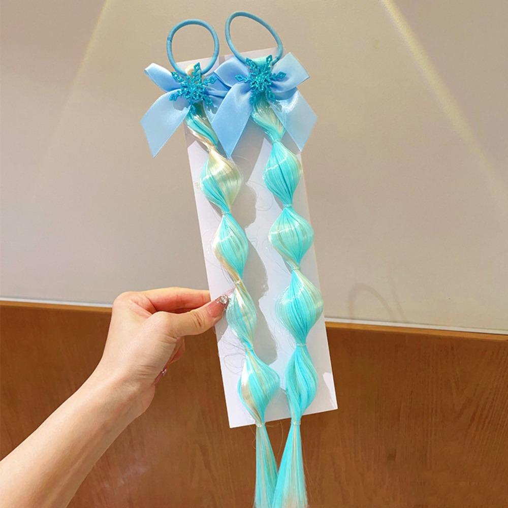 

1 пара плетеных париков-повязок на голову, резинки для волос в виде хвостика, повязки на голову с бантом для девочек, подарки на день рождения Style 2