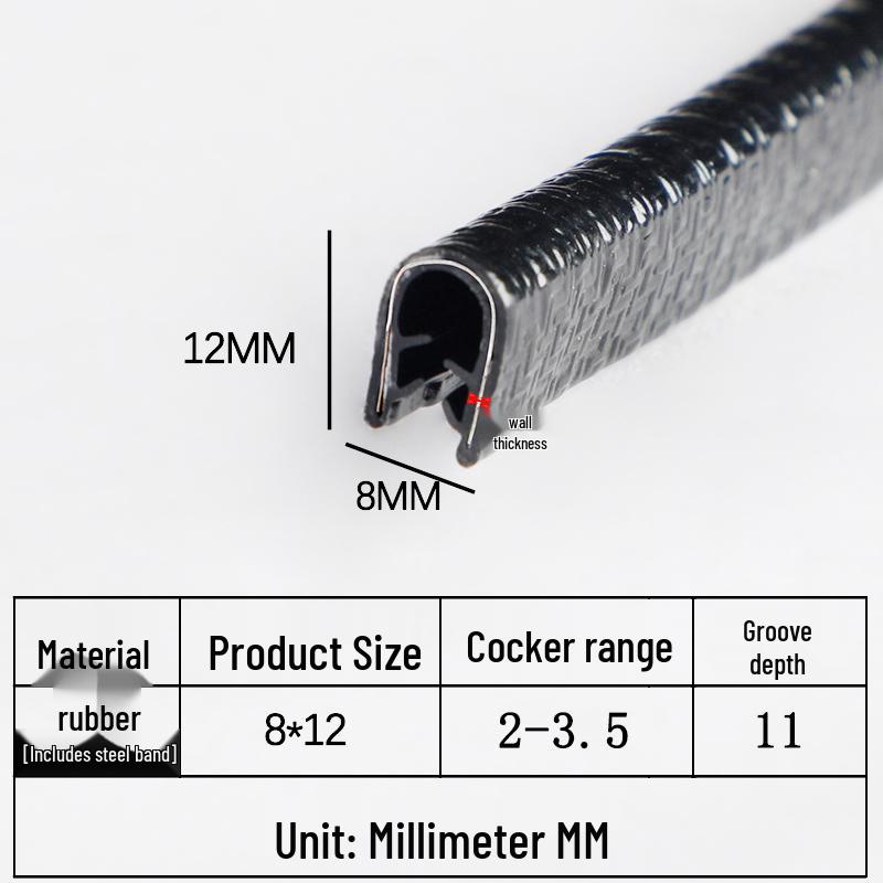 Gumové lištování ve tvaru U: Protiřezná, vodotěsná těsnicí lišta pro ochranu plechu a skla