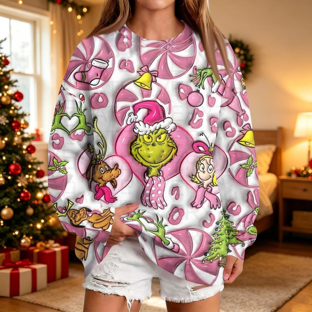Women's Casual Christmas Print Neck Sweatshirt