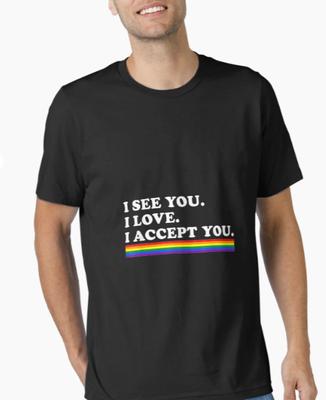 I See I Love You I Accept You LGBTQ Ally Gay Pride Rainbow T-Shirt