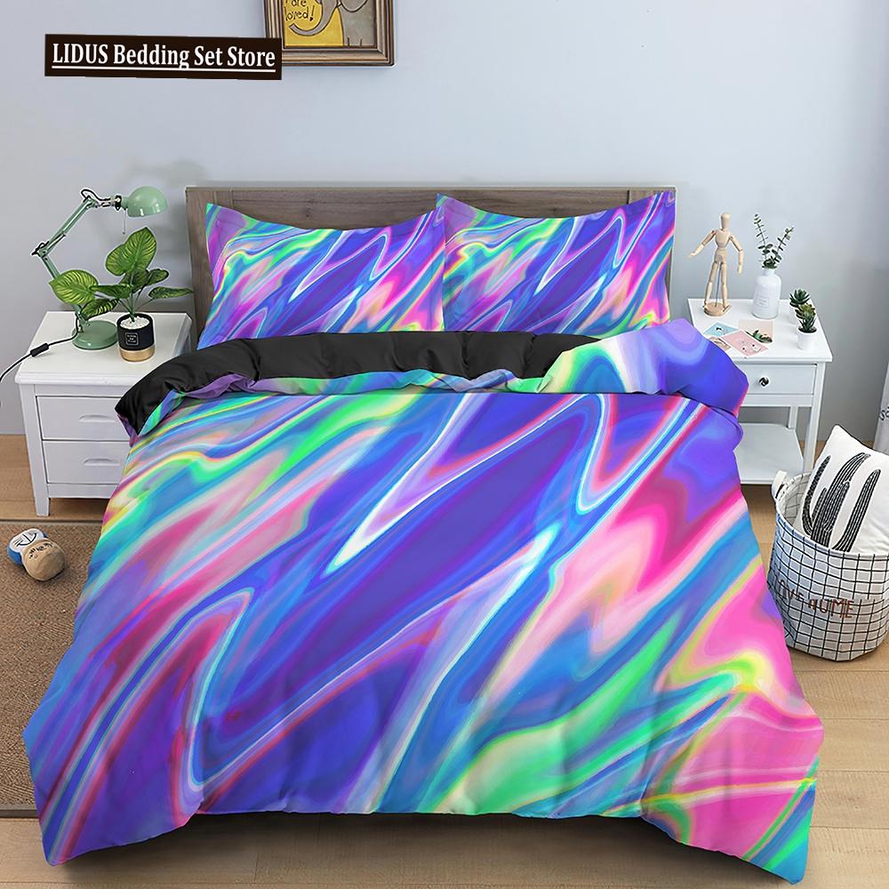Psychedelic Duvet Cover Set For Kid Adult Boy Comforter Cover Fractal Art Abstract Artwork Polyester Bedding Set King Queen Size