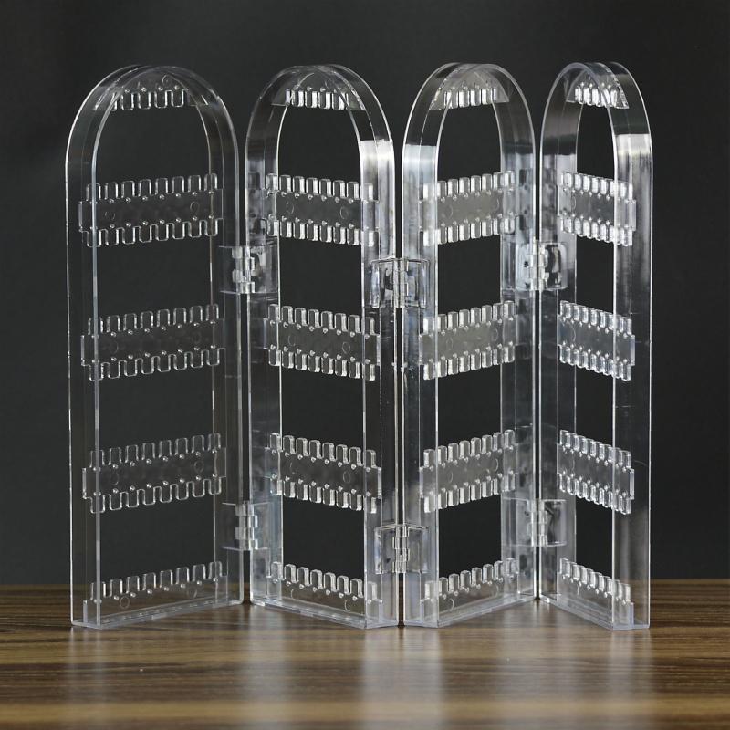 Stojak ekspozycyjny na biżuterię Naszyjniki Pierścionki Plastikowy Składany Uchwyt Duża Pojemność Wieszak do Przechowywania Bransoletek z Otworami na Kolczyki Sztyfty