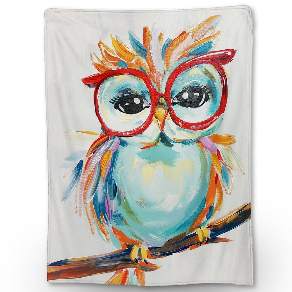 

Painted owl pattern Flannel printed blanket suitable for all seasons suitable for living room office sofa and travel 180x250CM 75x90cm