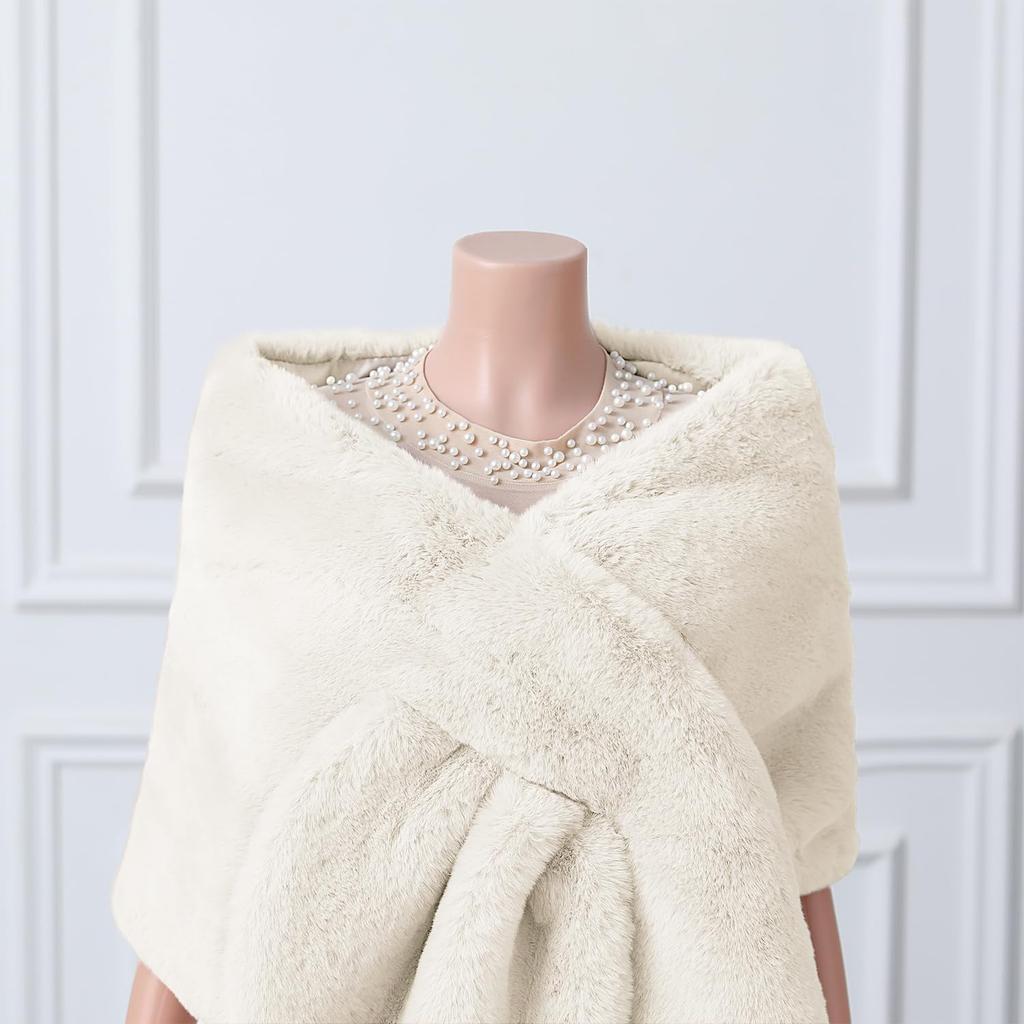 Muzhilun Elegantní kožešinová šála z umělé kožešiny Nádherná a módní šála pro a Teplá umělá kožešina Recepční dárek Štóla, Teplá, Silná, Velká, Šála, Pro chladné počasí, Dámská