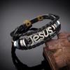 New Multi-Layer Leather Woven Beads Jesus Bracelet Charm Men's Bracelet Fashion Religious Christian Accessories Talisman Jewelry