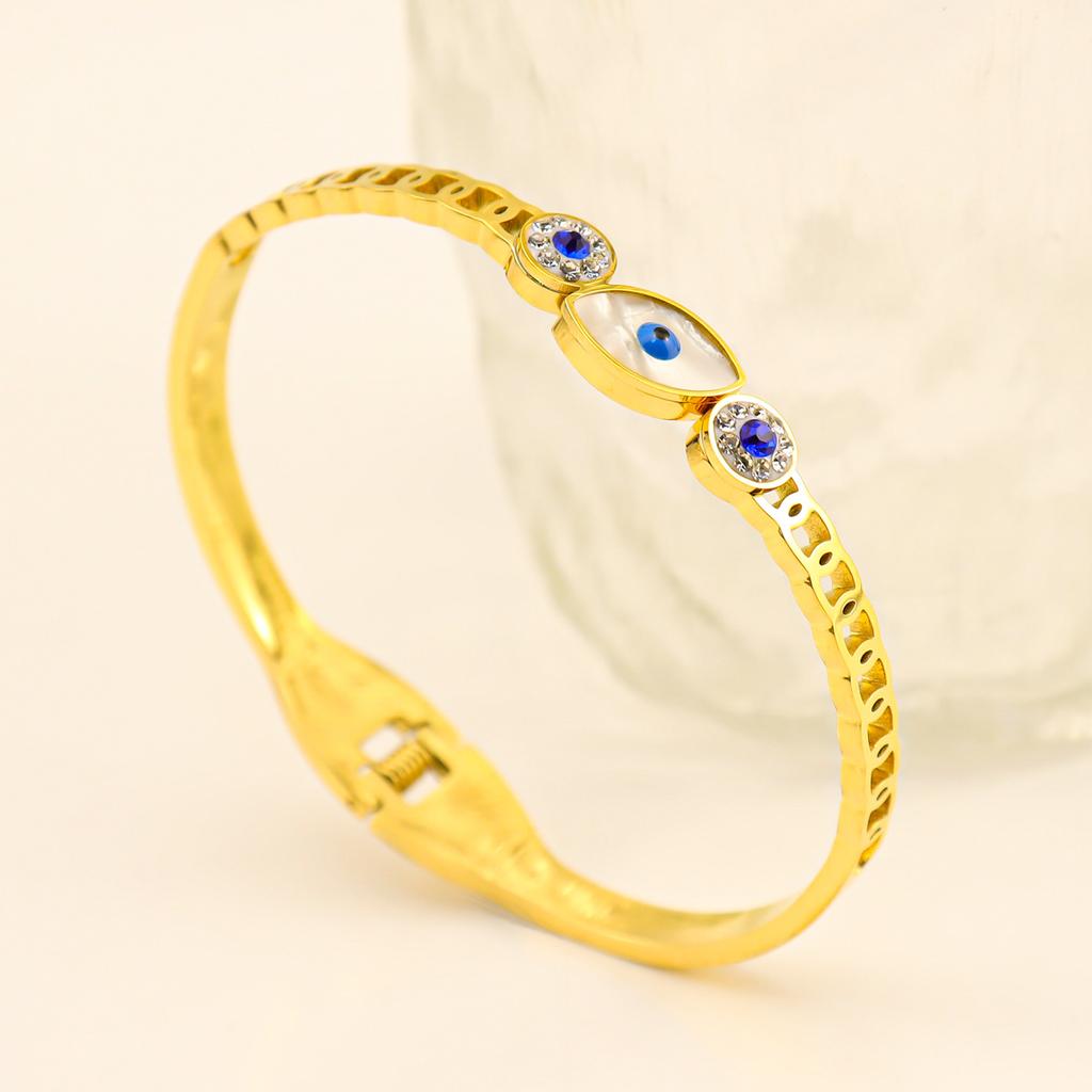 Diamond Shell Eyes Titanium Steel Ladies Bracelet, Stainless Steel Non-Fading Spring Buckle Jewelry