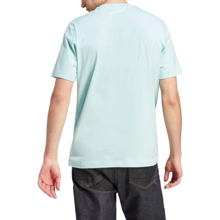 adidas Originals Solid Color Crew Neck T-Shirt Men Tops Blue IL5381
