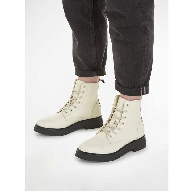 Tommy Jeans Tjw Ankle Boots with Laces and Flat Sole EN0EN02310 Ecru