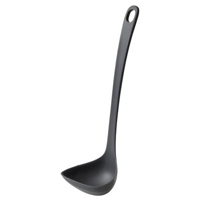 Marna Easy-Scooping Ladle, Medium (Clam ShapeGently Fits Curves), Silicone Ladle, Kitchen Utensil, Dark Gray, K800DGY