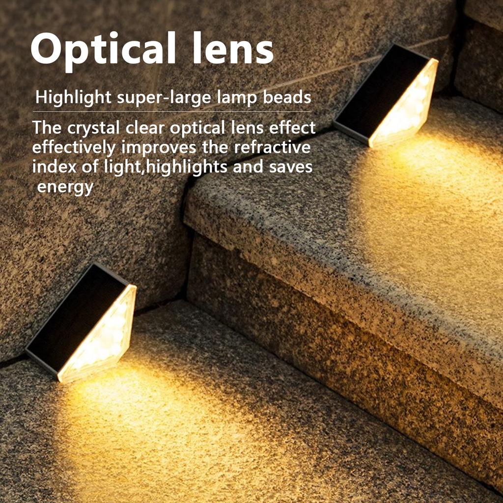 2 Pack Solar Step Lights, 800mAh Waterproof LED Stair Lights Deck Lighting Outdoor Decor for Stairs, Pathway, Walkway,