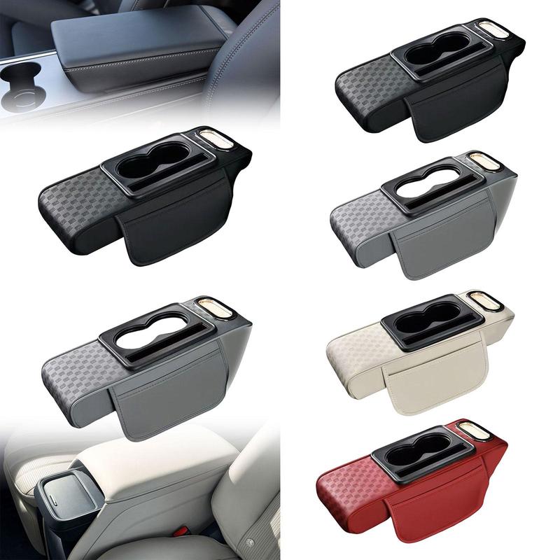 Coussin d'accoudoir de voiture Console centrale Cuir synthétique Installation facile Organisateur avec boîte à mouchoirs Rangement pour SUV et Berline