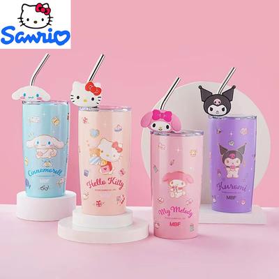 Non-Toxic 600Ml Sanrio Thermos Cup Kawaii Hello Kitty Kuromi Melody Student Children Gift Anime Cartoon Cute Portable Straw Large Capacity