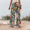 Women's Summer Elastic Waist Floral Printed Cotton And Linen Loose Pants