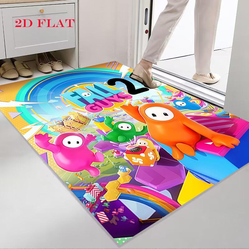 Fall Guys Teppich für Wohnzimmer Schlafzimmer Zuhause Sofadekoration, Rutschfeste Bodenmatte für Kinder