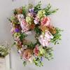 Valentine Day Wreath Heart Shaped Garlands Wreath Vintage Art Simulation Rose Flowers Wreath for Wedding Home Decors