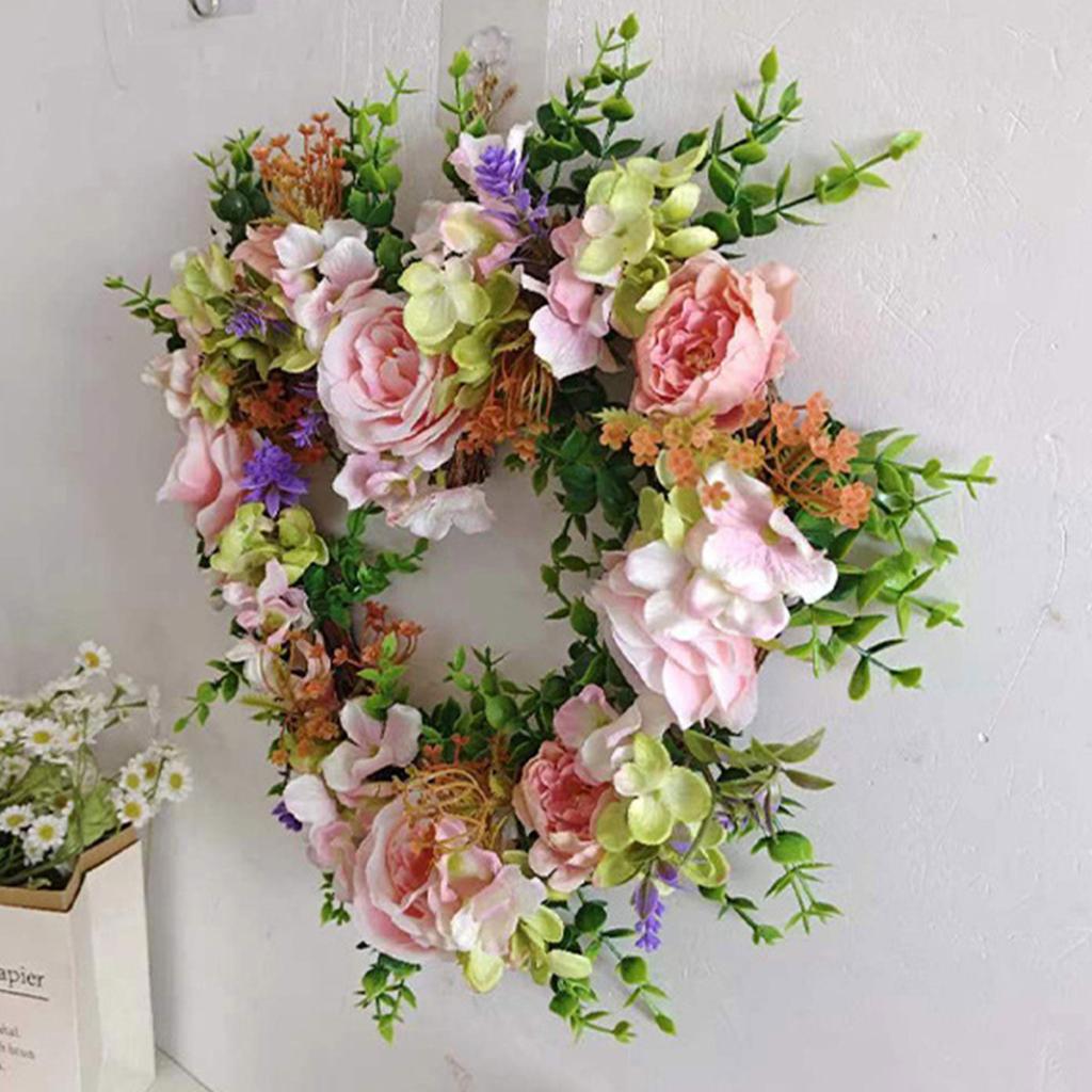 Valentine Day Wreath Heart Shaped Garlands Wreath Vintage Art Simulation Rose Flowers Wreath for Wedding Home Decors