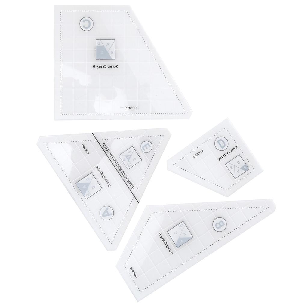 4pcs Quilting Rulers DIY Transparent Acrylic Templates Set for Craft Professional Sewing Gift