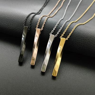 2023 Fashion Black Rectangle Pendant Necklace Men Collar Trendy Simple Stainless Steel Chain Women Necklace Jewelry Gift