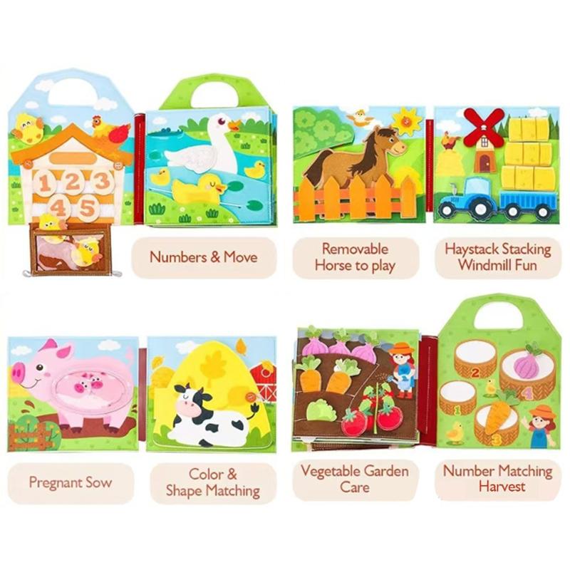 3D Farm Busy Board Quiet Book Soft Felt Montessori Toy For Fine Motor Skills Early Educational Travel Toys For Children Gifts
