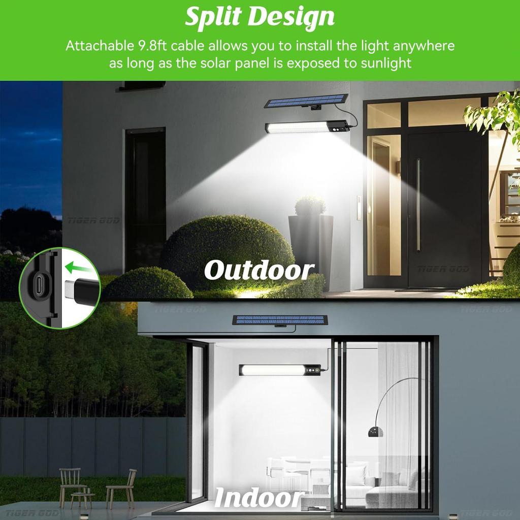Solar Wall Light Outdoor IP68 Waterproof 3 Modes Motion Sensor Lamp with Remote Control for Garden Pathway Security Lighting
