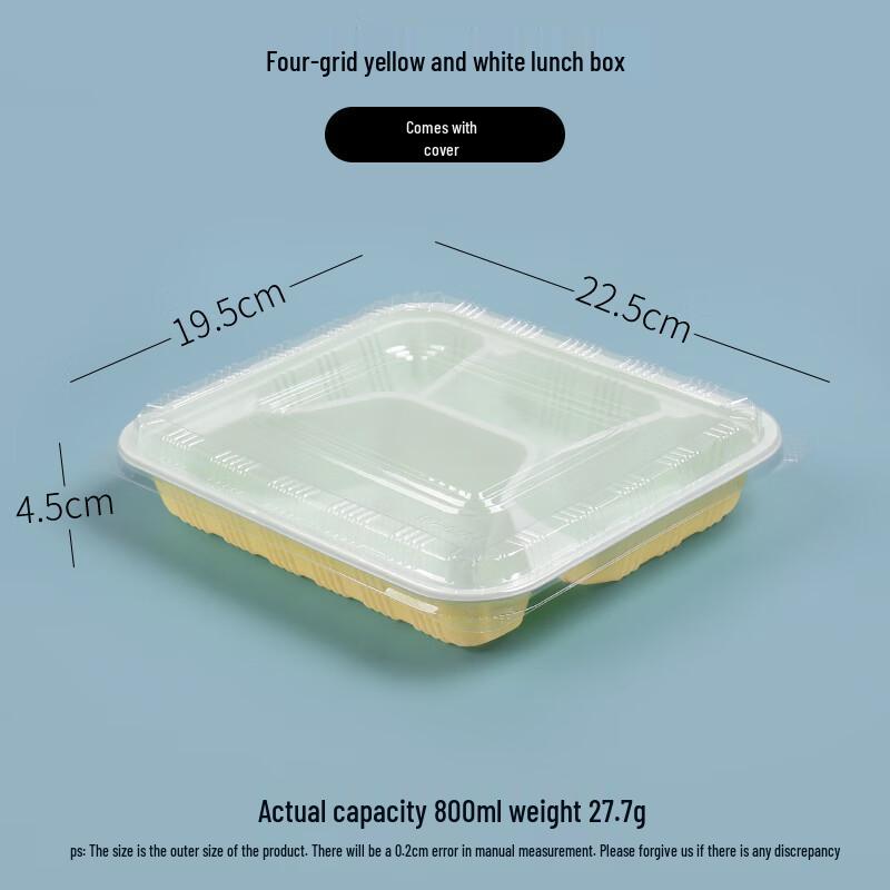 MOLUONA Disposable Rectangular 4-Compartment Meal Prep Containers with Lids