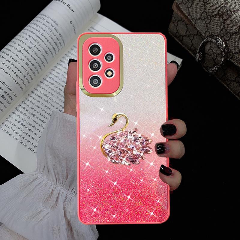 

Роскошный градиентный блестящий мягкий чехол с бриллиантами Swan для Samsung Galaxy A53 A33 A73 A23 A52S Redmi Note 11 10C iPhone 14 13 12 11 Pro Max силиконовая задняя крышка Samsung Galaxy S21 FE розы красного