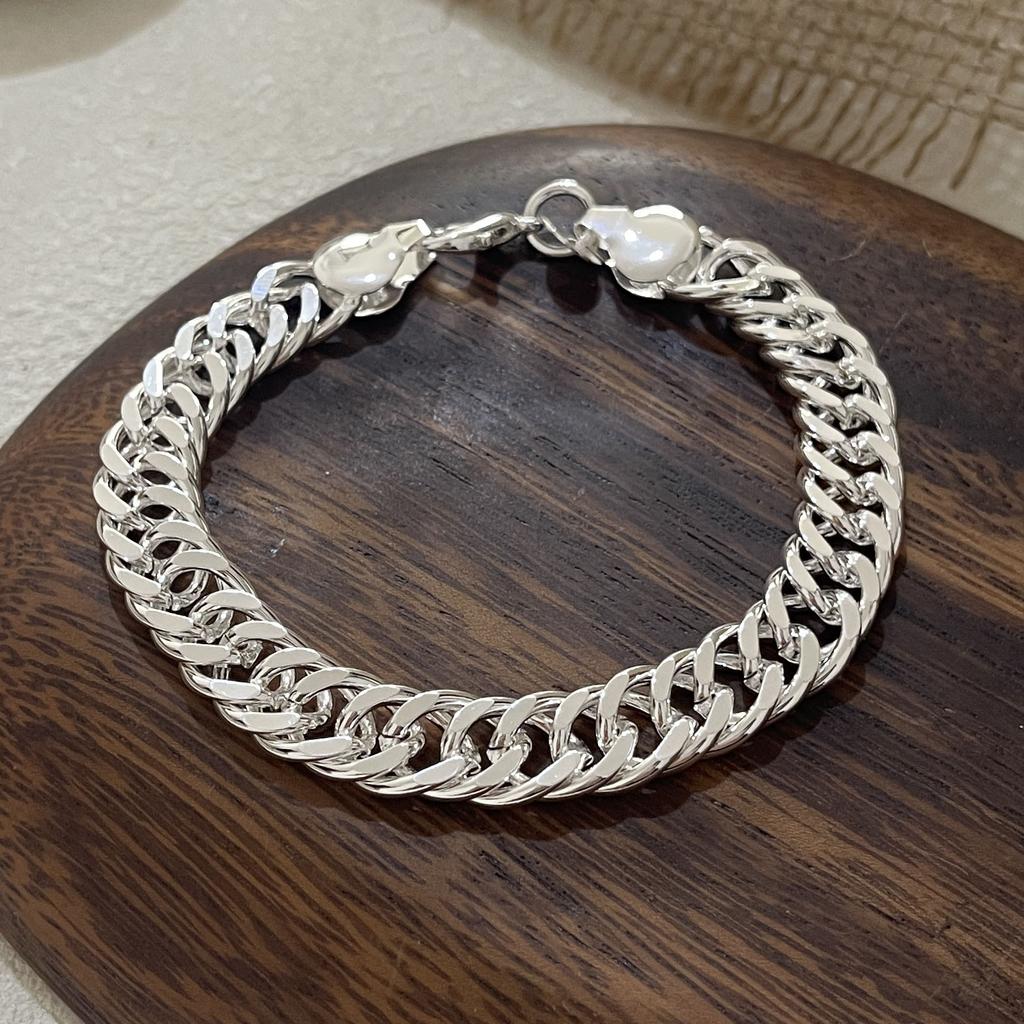 100% Solid 925 Silver Bracelet for Women Men Vintage Handmade Shinning Heart Bracelets Birthday Christmas Gift