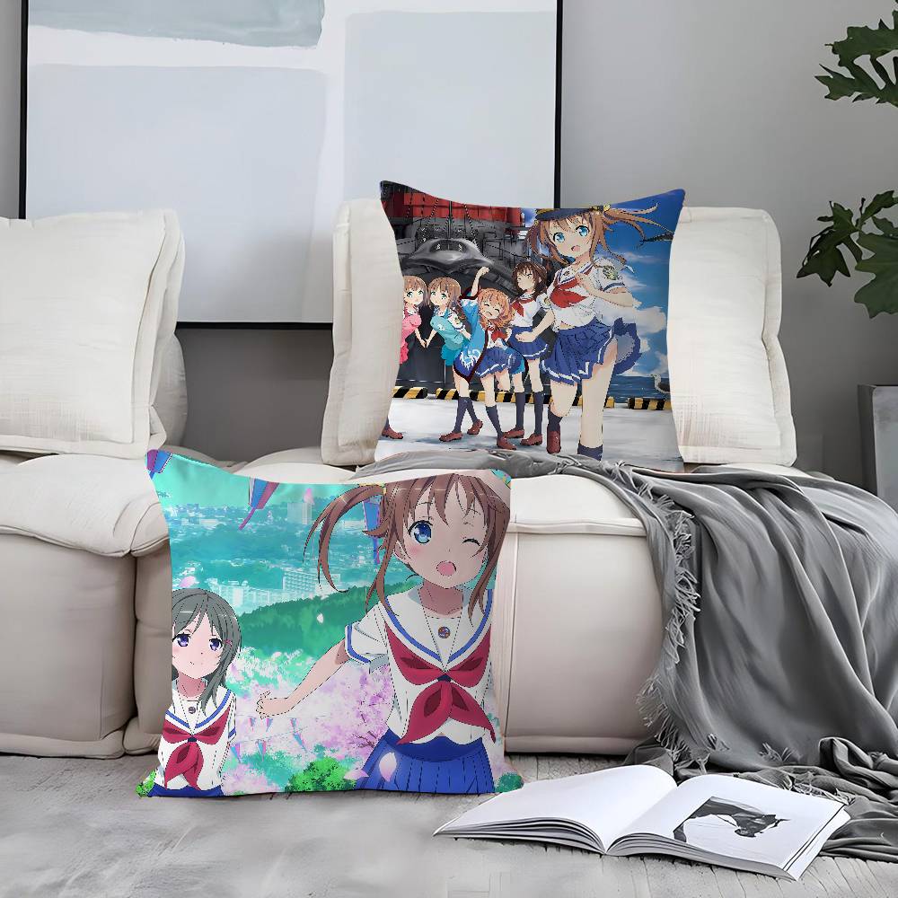 Anime H-High School Fleet Cushion Cover Decorative Pillow Sofa Home Decor Case Pillow Cases