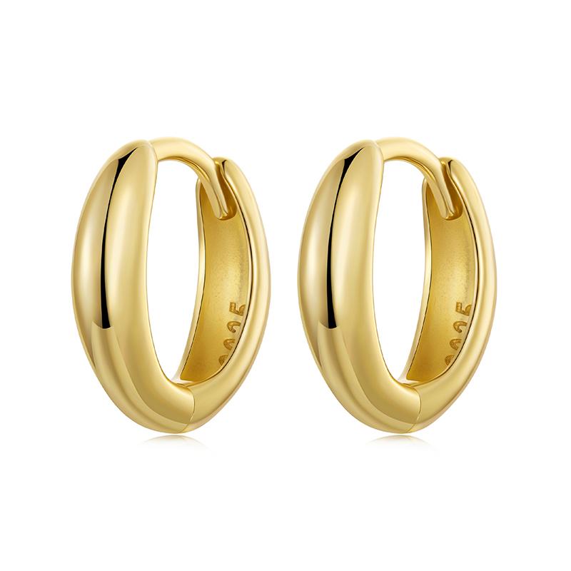 WOSTU Solid Silver 18k Gold Simple Circle Huggies Earrings For Women,S925 Seamless Silver Hoops Minimalist Gift Hypoallergenic