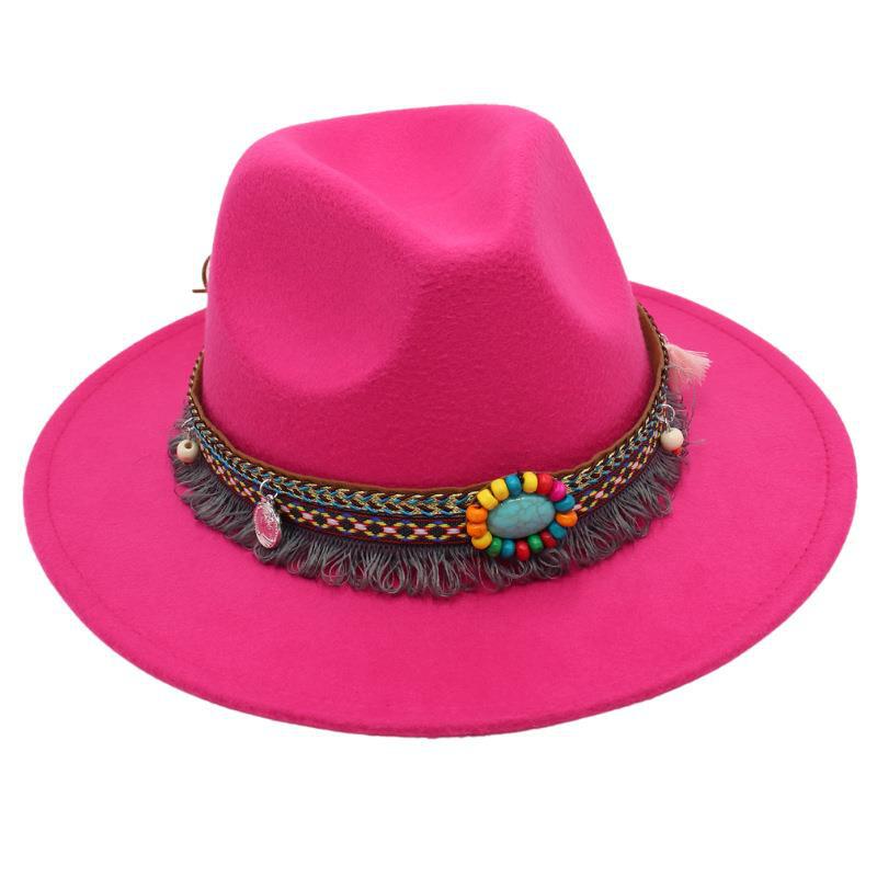 Ethnic Style Top Hat, Gem Decorated Jazz Hat, Men'S And Women'S Felt Hats, Mongolian Plush Hats, Fedora Hats Are Trendy