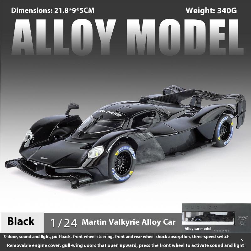 1/24 Scale Diecast Model of Aston Martin Valkyrie Alloy Sports Car Toy with Sound and Light Children Boy Birthday Gift Home Decor