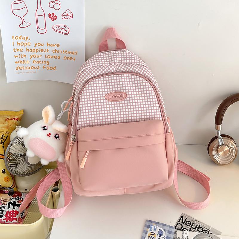 High value Small Plaid Girl Cute Backpack Student Parade Small Backpack Girl Leisure Bag.
