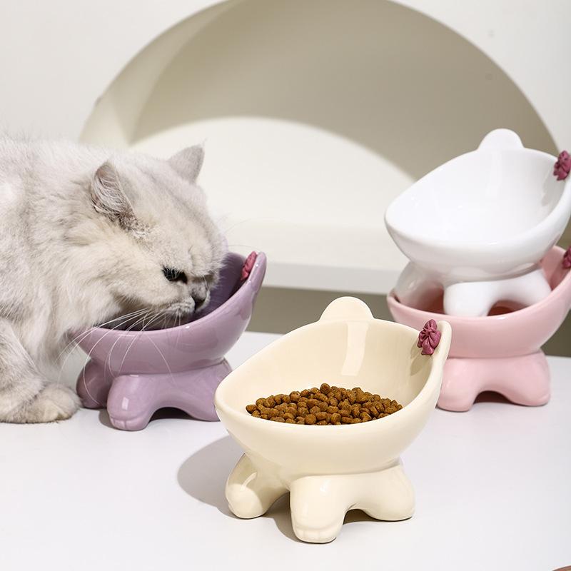 Super Cute Ceramic Cat Bowl Dog Bowl Pet Supplies Cat Rice Bowl Cat Eating Bowl Cat Food Dish Stylish Pet Feeder