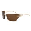 New narrow box metal sunglasses, European and American trendy cool personality thin leg sunglasses ins style fashion sunshades